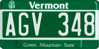 VT license plate AGV348