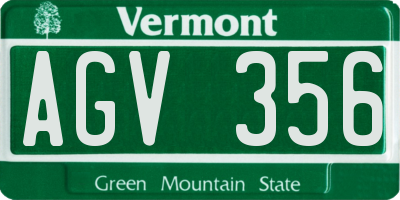 VT license plate AGV356