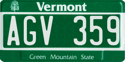 VT license plate AGV359