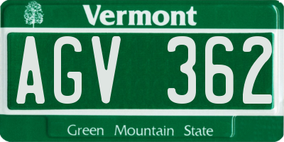 VT license plate AGV362