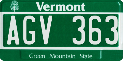 VT license plate AGV363