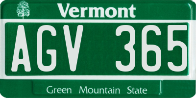 VT license plate AGV365
