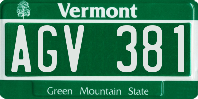 VT license plate AGV381