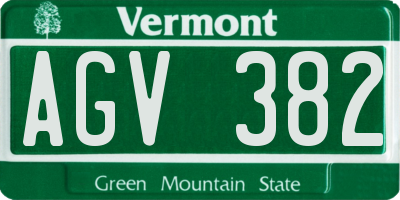 VT license plate AGV382