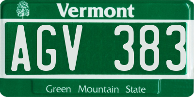 VT license plate AGV383