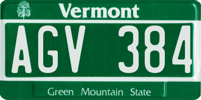 VT license plate AGV384