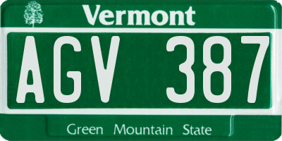 VT license plate AGV387