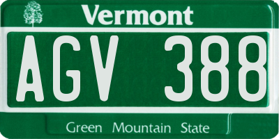 VT license plate AGV388