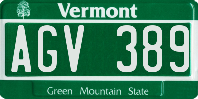 VT license plate AGV389
