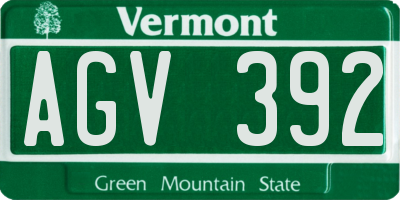 VT license plate AGV392