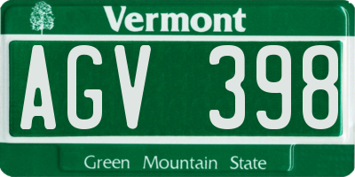 VT license plate AGV398