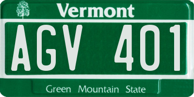 VT license plate AGV401