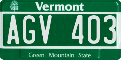 VT license plate AGV403