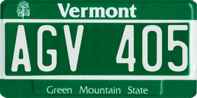VT license plate AGV405