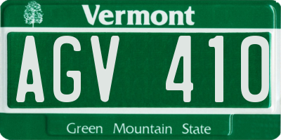 VT license plate AGV410