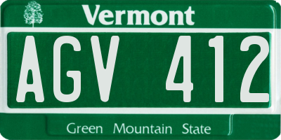 VT license plate AGV412