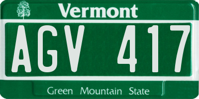 VT license plate AGV417