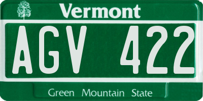 VT license plate AGV422