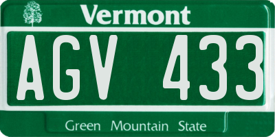 VT license plate AGV433