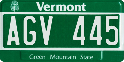 VT license plate AGV445