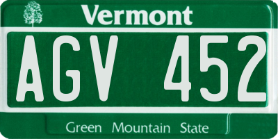 VT license plate AGV452