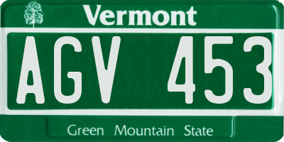 VT license plate AGV453