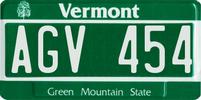 VT license plate AGV454
