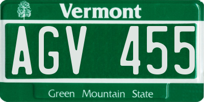 VT license plate AGV455