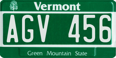 VT license plate AGV456