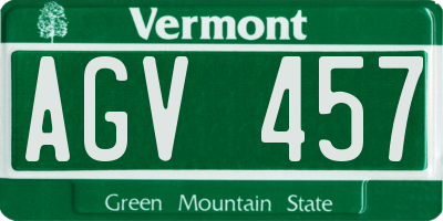 VT license plate AGV457