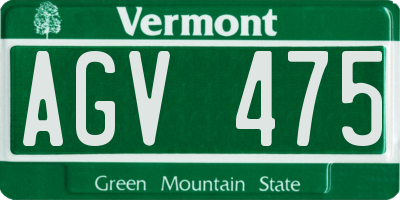VT license plate AGV475