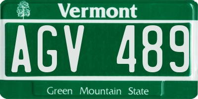 VT license plate AGV489