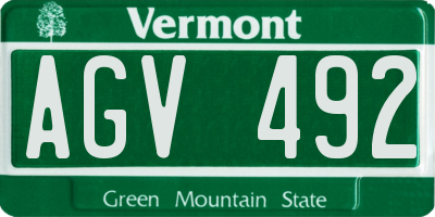 VT license plate AGV492