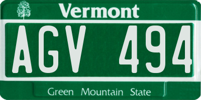 VT license plate AGV494