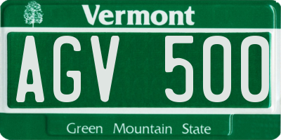 VT license plate AGV500