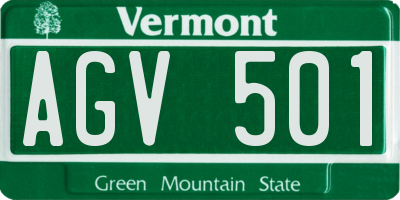 VT license plate AGV501