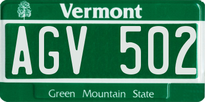 VT license plate AGV502