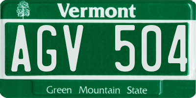 VT license plate AGV504