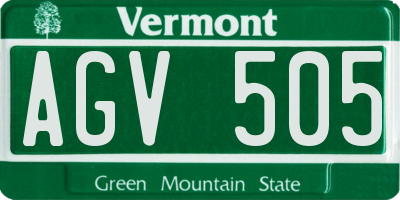 VT license plate AGV505