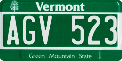 VT license plate AGV523