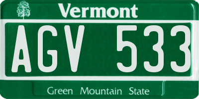 VT license plate AGV533