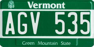 VT license plate AGV535