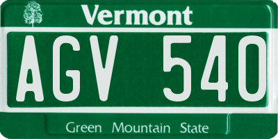 VT license plate AGV540