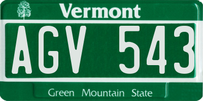 VT license plate AGV543