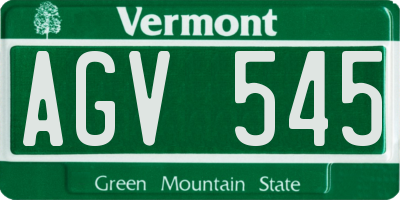 VT license plate AGV545