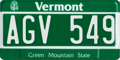 VT license plate AGV549