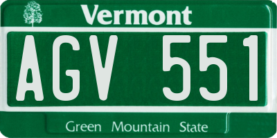 VT license plate AGV551