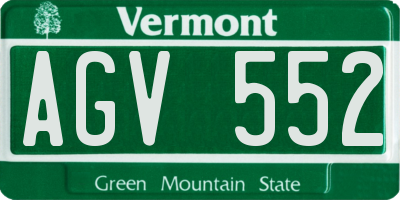 VT license plate AGV552
