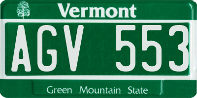 VT license plate AGV553