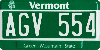 VT license plate AGV554